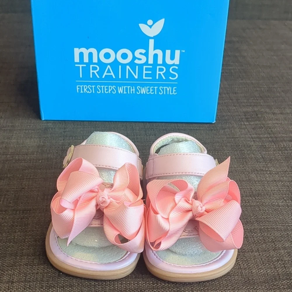 mooshu TRAINERS Baby Girl Pink Bow Sandals